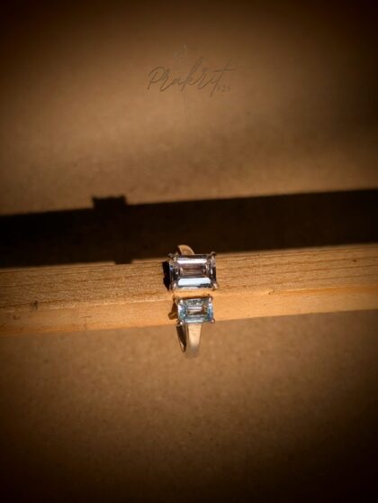 Blue Topaz And Zircon Adjustable Ring