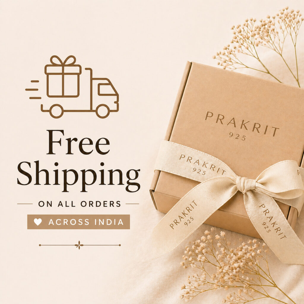 Free shipping on jewelry orders across India with secure packaging by Prakrit 925