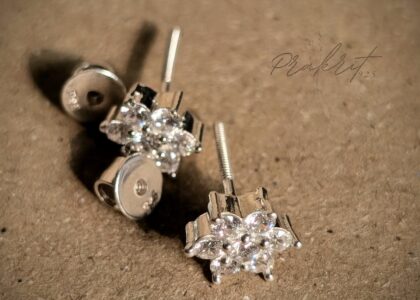 flower zircon stud earrings for women with crystal stones elegant floral design