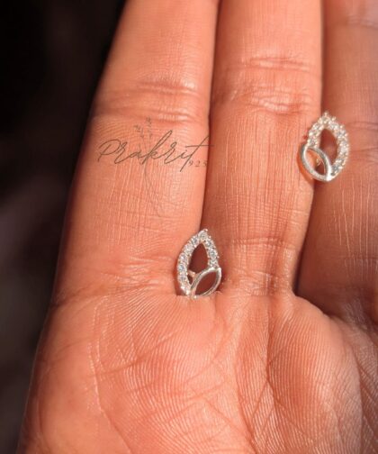 leaf zircon stud earrings for women with crystal stones elegant nature inspired jewelry